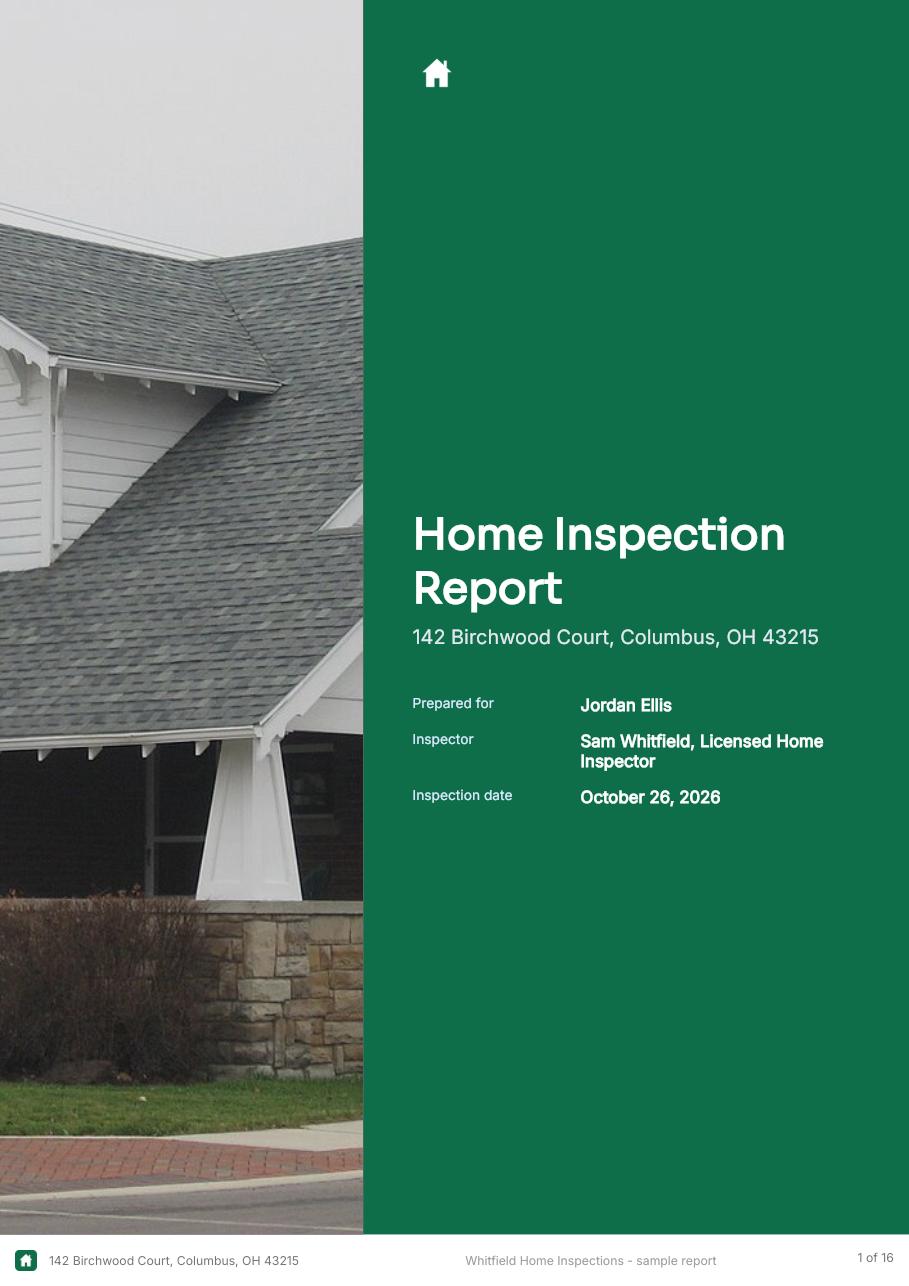 Cover page of the AfterInspect sample report.